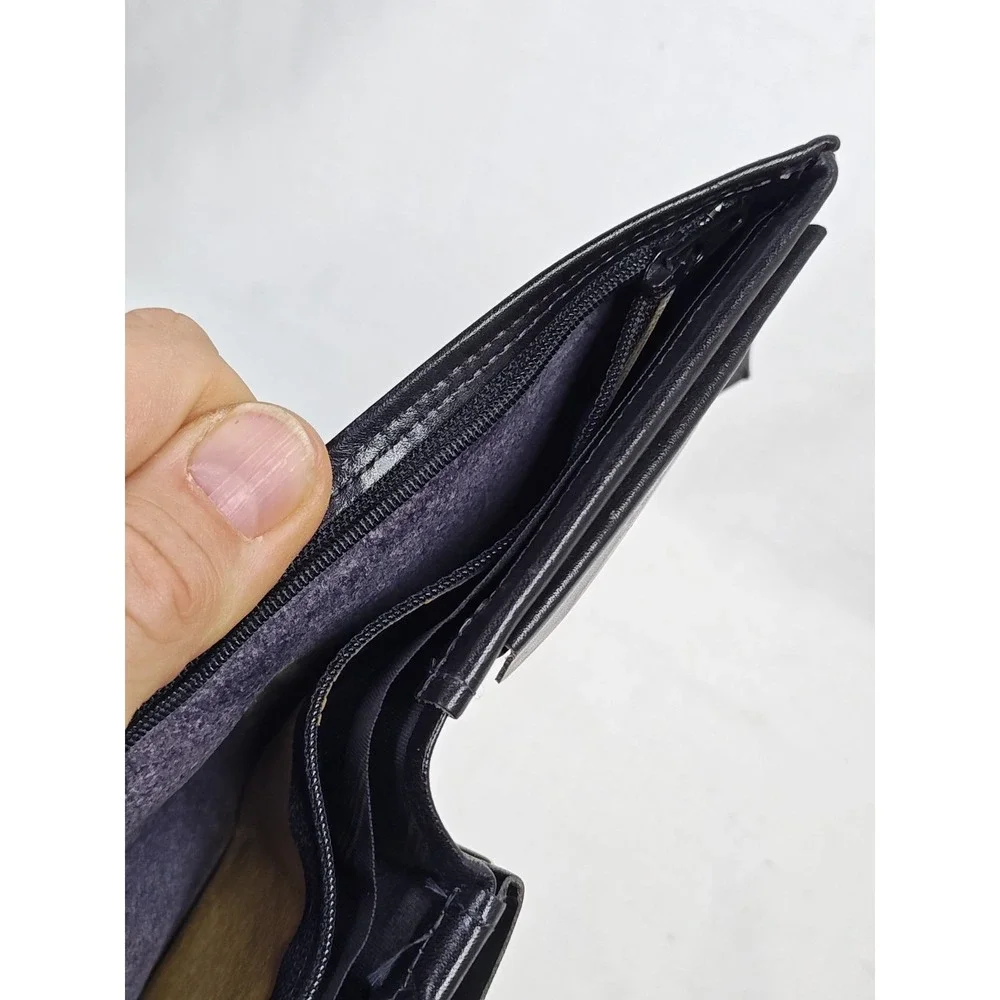 Vintage Rolfs Cowhide Black Leather Bifold Men's Wallet Coins Cards Keys Classic
